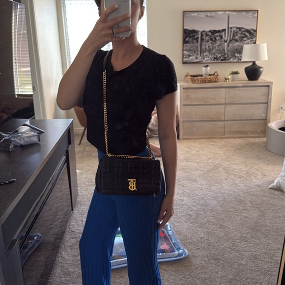 Burberry Small Lola Quilted Lambskin Bag Black Gold - Picture 10 of 13